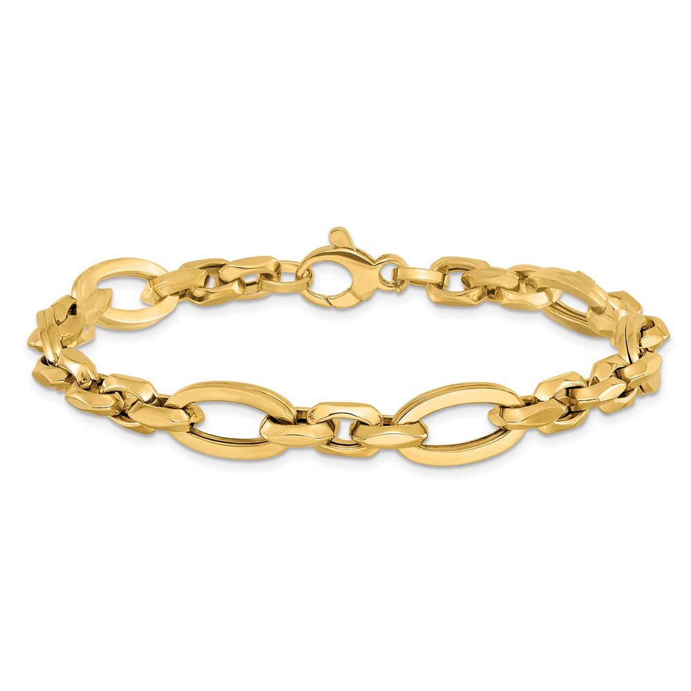 14k Yellow Gold Polished Fancy Link Bracelet 8.25″
