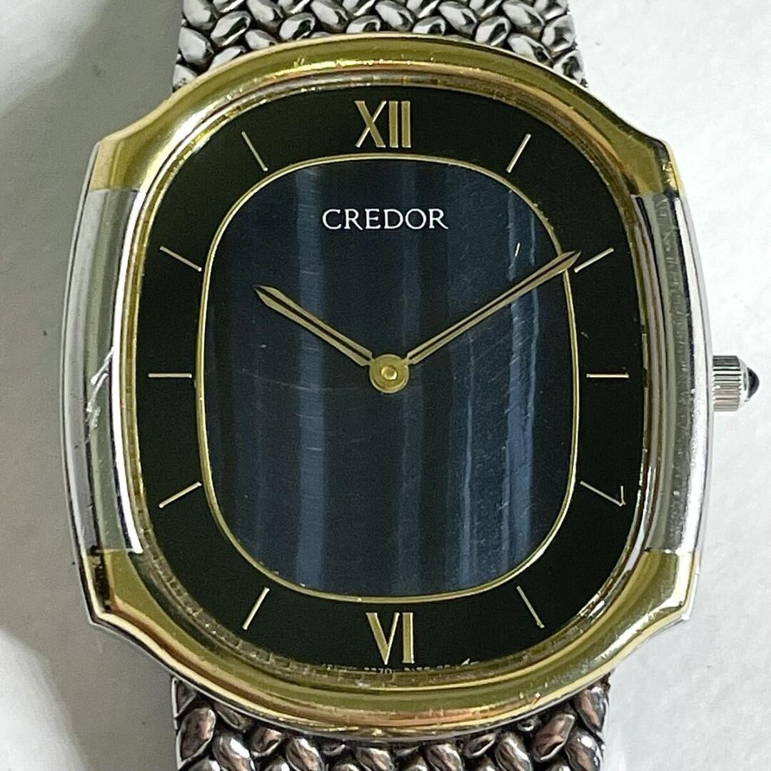 JUNK CREDOR Seiko 18K Gold Bezel Blue Sardonyx Dial Quartz 7770 5141 Not Running