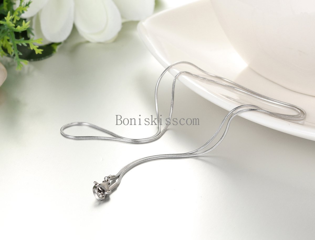 Stainless Steel 1.0mm Thin Round Snake Chain Snake Link Necklace 17 Inch Long