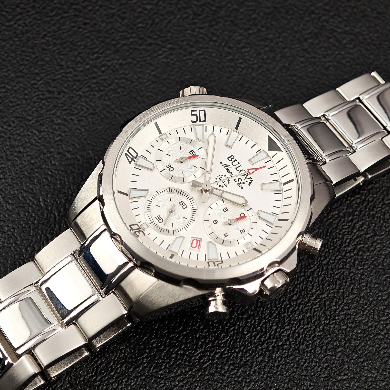 Bulova 96B255 Marine Star Chronograph Men’s White Watch 43 mm