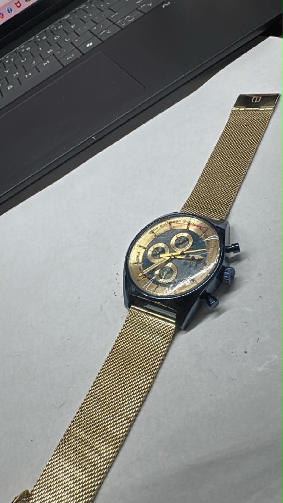 New Mens 43mm Detomaso Blue Metellic & GT Mesh watch Chrono D10-10 G2207 A40