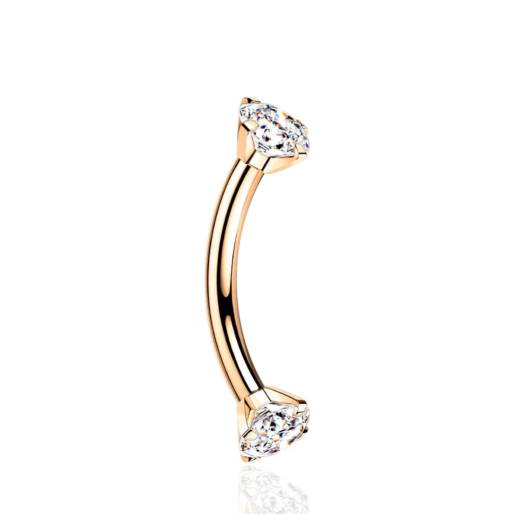 F136 Titanium 16G CZ Gem Curved Barbell Eyebrow Ring Tragus Rook Piercing 5/16″