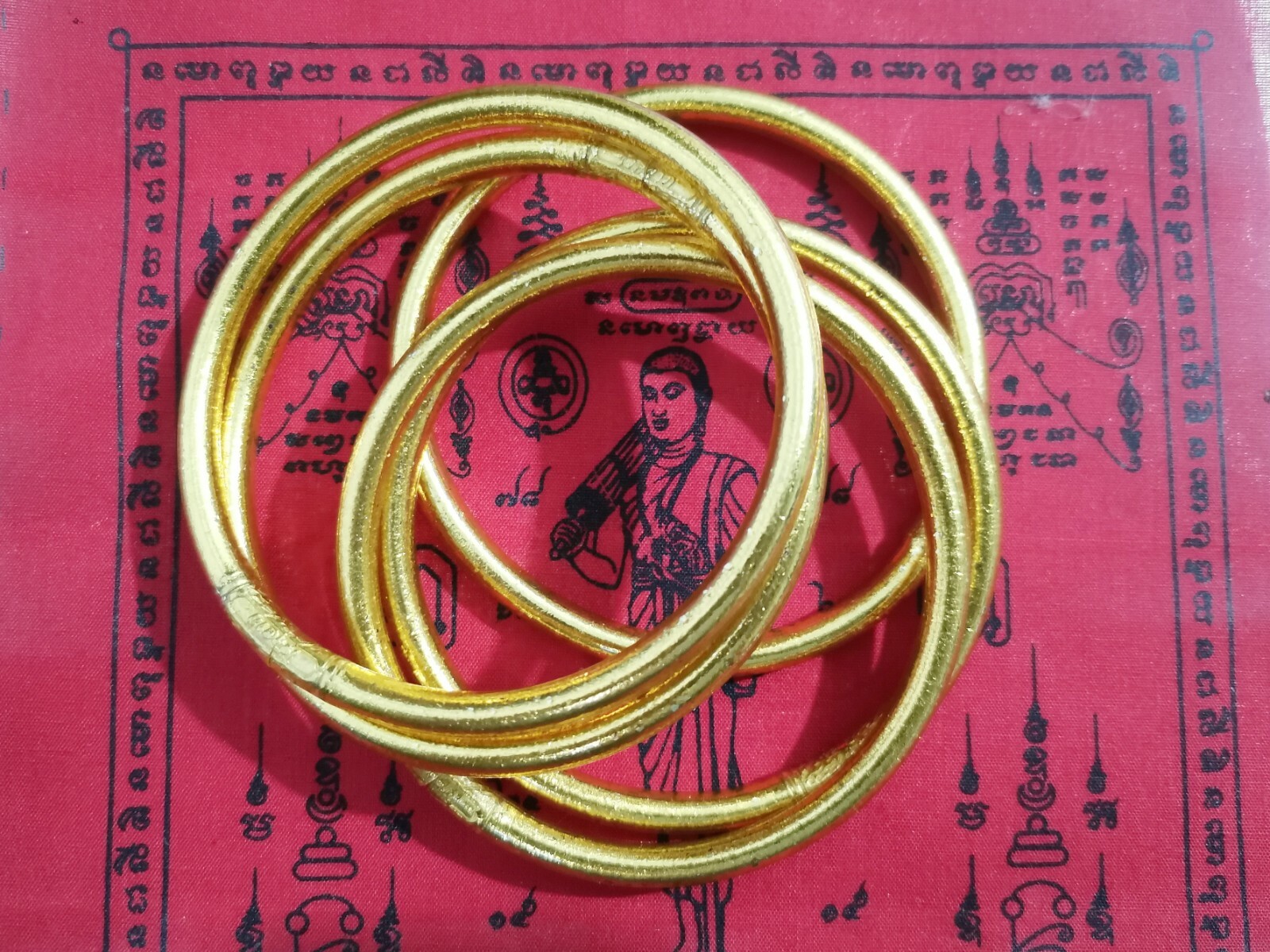 24k Gold Leaf Bracelet Thai Buddha Amulet Love Charm Luck Rich Protect Talisman