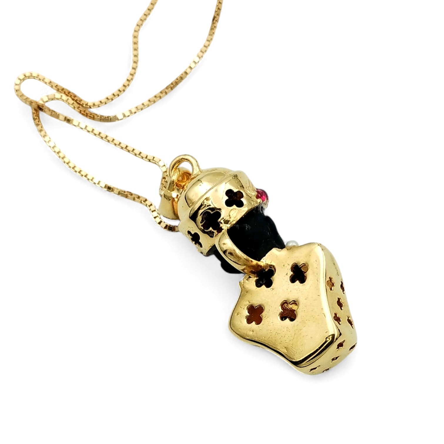 Venetian Moor Pendant Gold Plated 925 Silver with Rubies and Sapphire, Italy