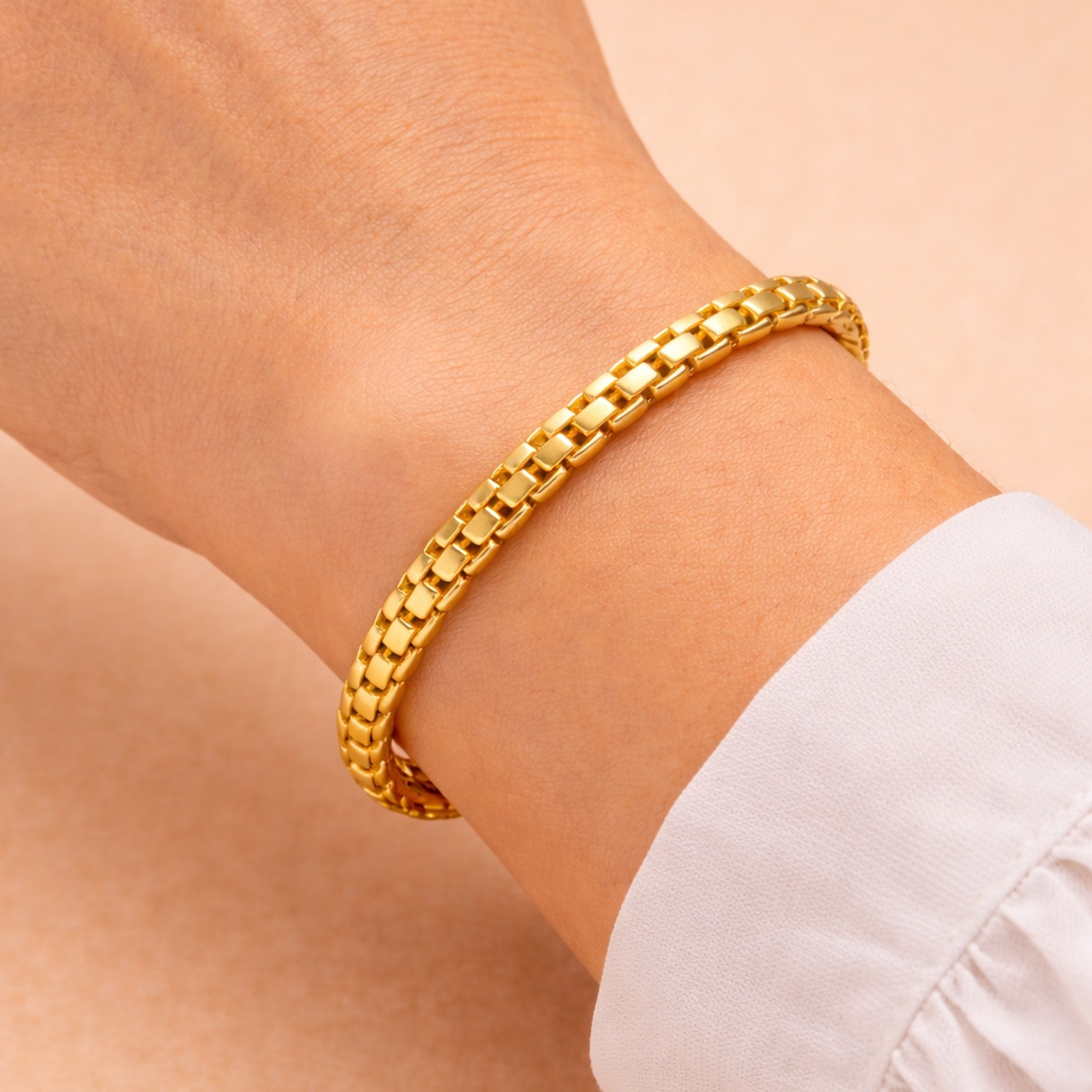 Real Italian 1/200 14K Yellow Gold Overlay Venetian Box Bracelet Mens Womens in