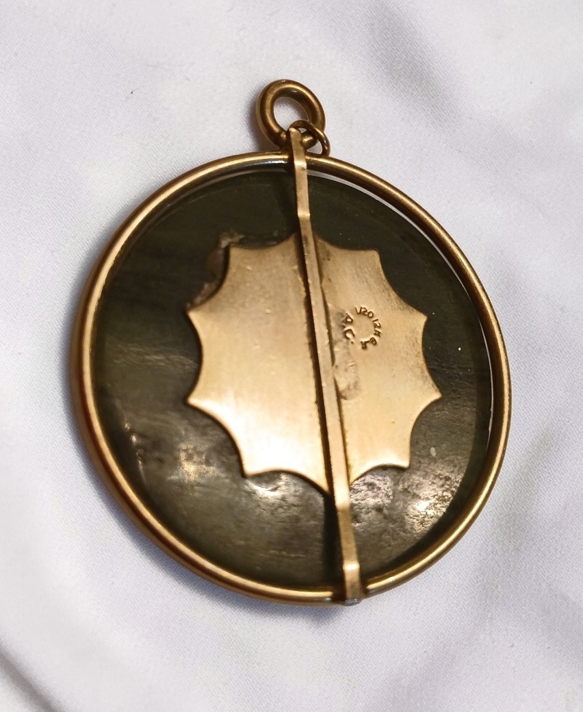 Vntg Mid 20th Century V20/12K/GF Moss Agate Stone Pendant By A.C. Company