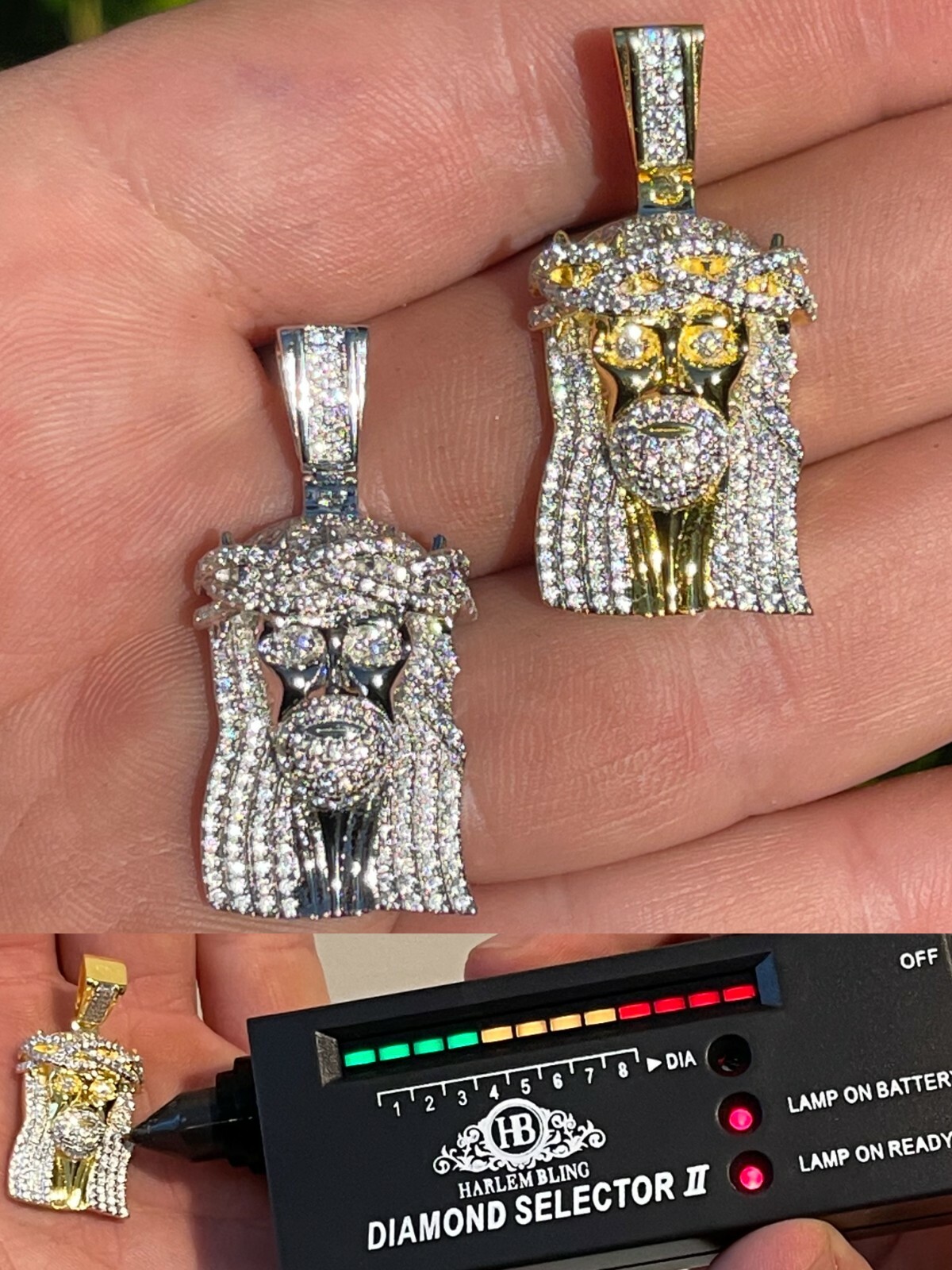 MOISSANITE Real 925 Silver Small Jesus Piece Pendant Iced Pass Tester