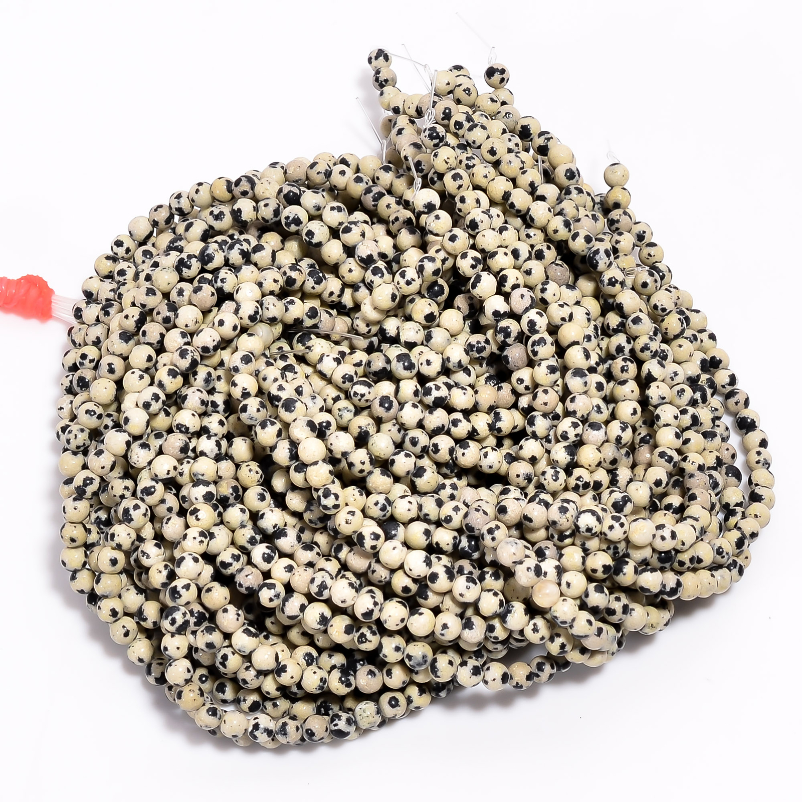 Natural Dolmatian Jasper Gemstone Round Smooth Beads 4X4.5 mm Strand 15″ EB590