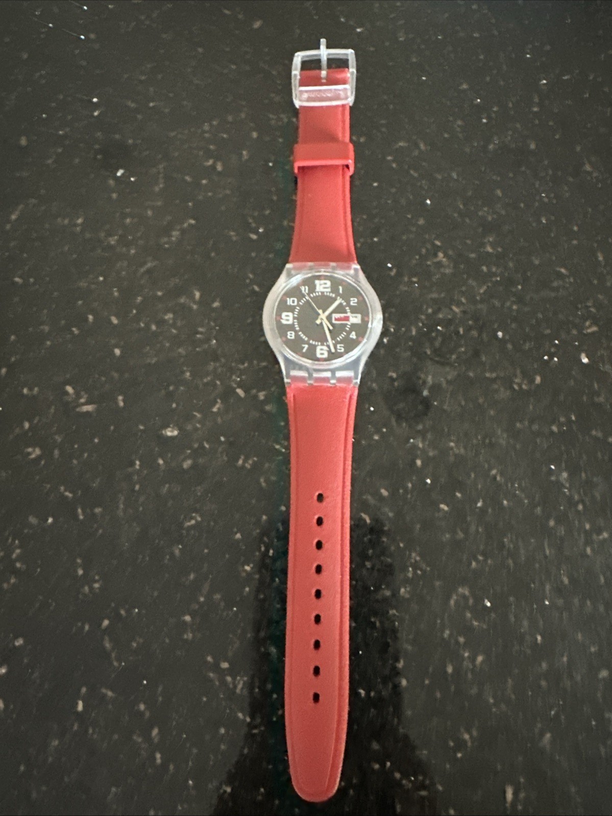Swatch Jelly in Jelly “Ruby Touch” SUJK701 2007 New Red No Box Date Time Rare