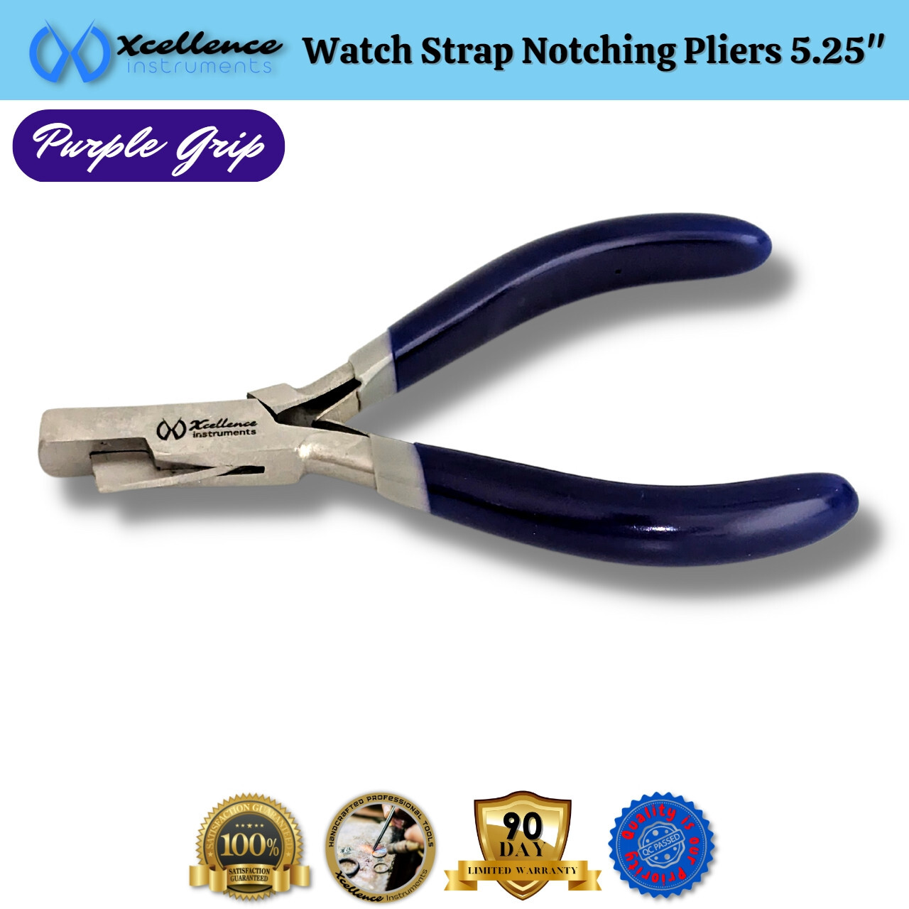 Xcellence Leather & Rubber Watch Strap Notching Pliers Repair Tools 5.25″ Purple