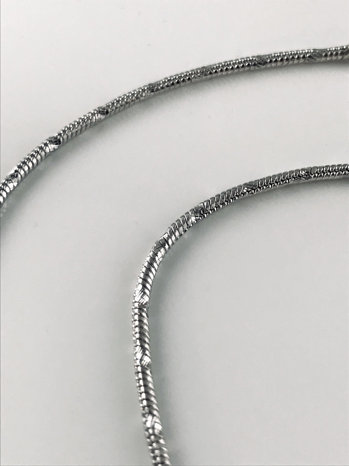 Snake Chain Rhodium 2 mm length 20 inches Bright Silver Lobster Catch
