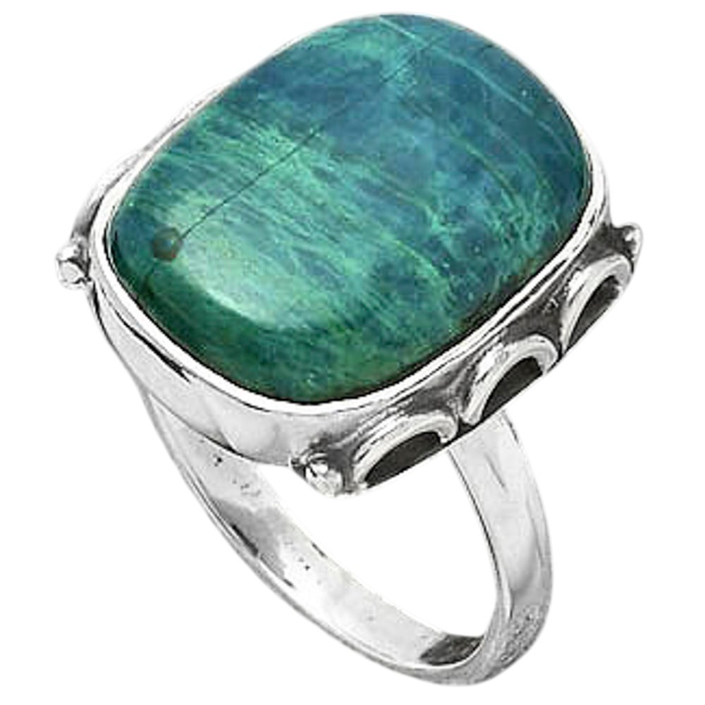 Natural Azurite Chrysocolla 925 Sterling Silver Ring s.8.5 Jewelry R-1198