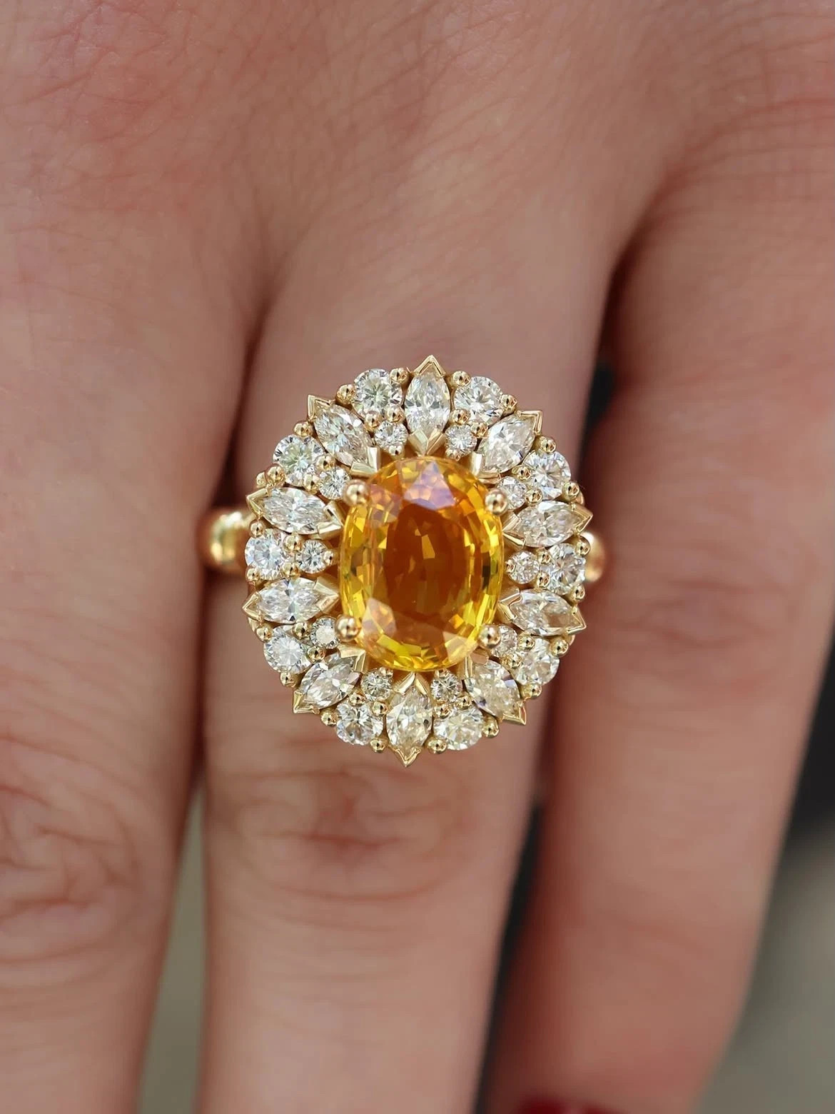 2.50Ct Oval Cut Natural Citrine Diamond Engagement Ring 14K Real Yellow Gold 6 7