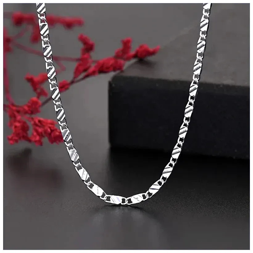 New 925 Sterling Silver fine 2MM flat Clavicle chains Necklaces for Men Women