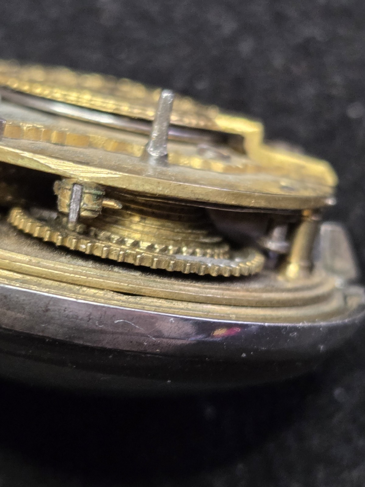 BRITISH VERGE FUSEE POCKET WATCH ENAMEL HUNTING SCENE 47MM CASE CHANDLER LONDON