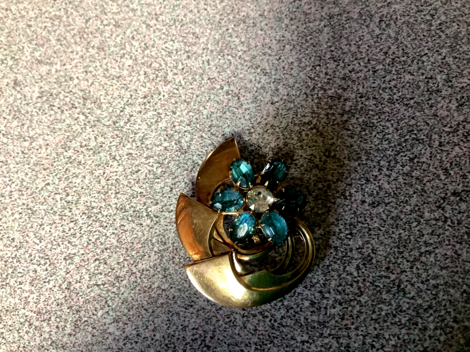 Lustern 12k Gold Filled Rhinestone Vintage Brooch Pin Pendant Pearl Enhancer