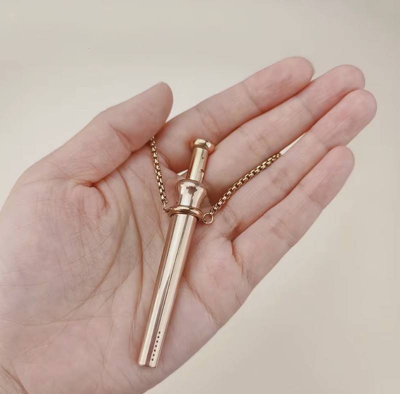 Gold Incognito Bump Straw Necklace Snuff Tool Counterculture Pendant New Device