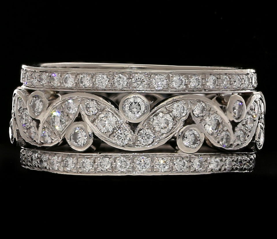 Platinum Diamond Anniversary Wedding Band Ring 2.50CT G Color 9.7MM Size 8