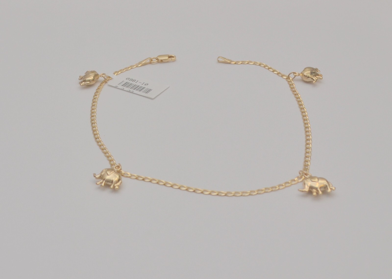 gold bracelet 14k women yellow elephant anklet curb link chain 10 inches