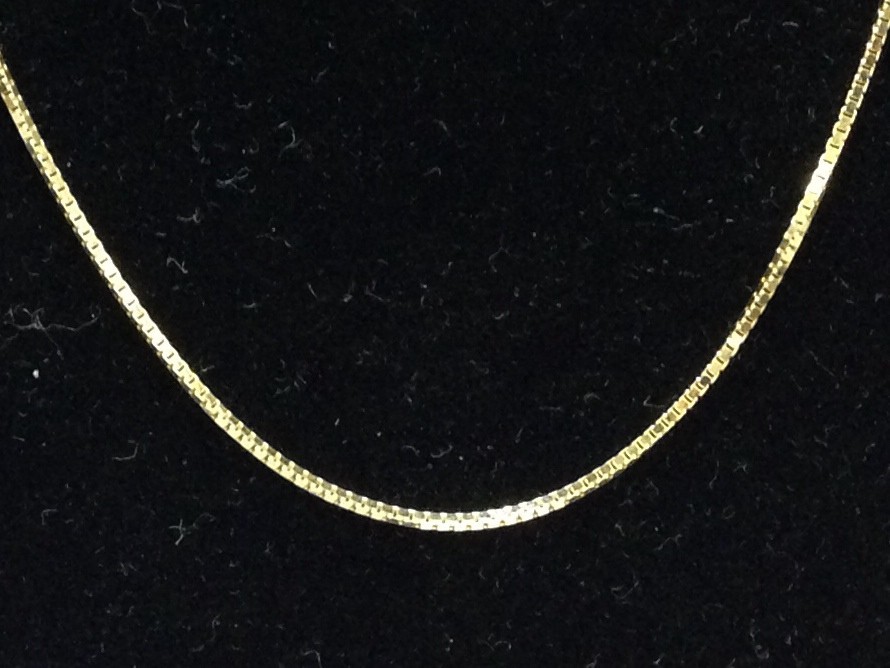10kt Yellow Gold 24″ Classic Box Link Pendant Chain/Necklace 1MM 3.3 Grams