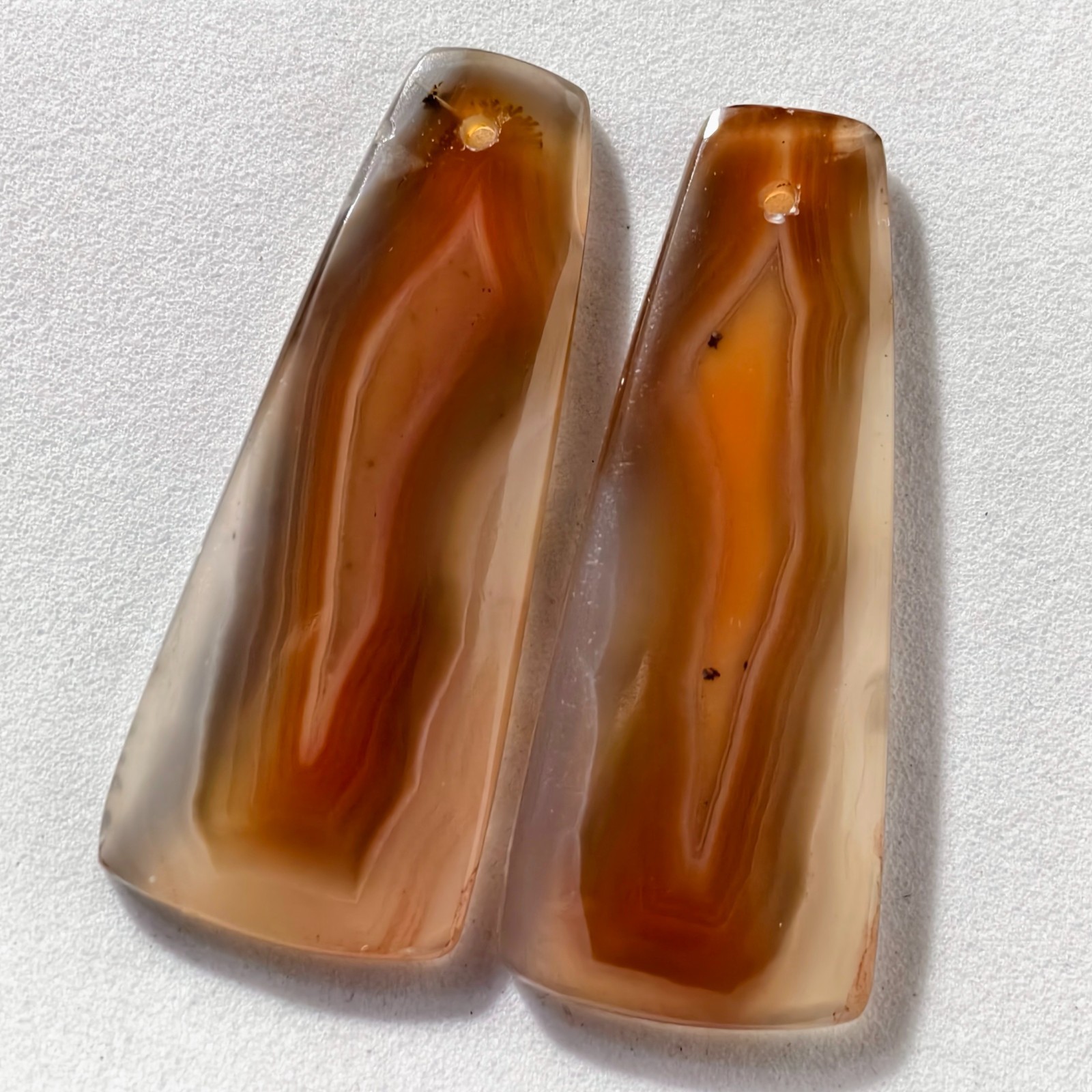 32 Cts Natural Botswana Agate Drilled Pair Cabochon Gemstone 35 X 14.2 MM