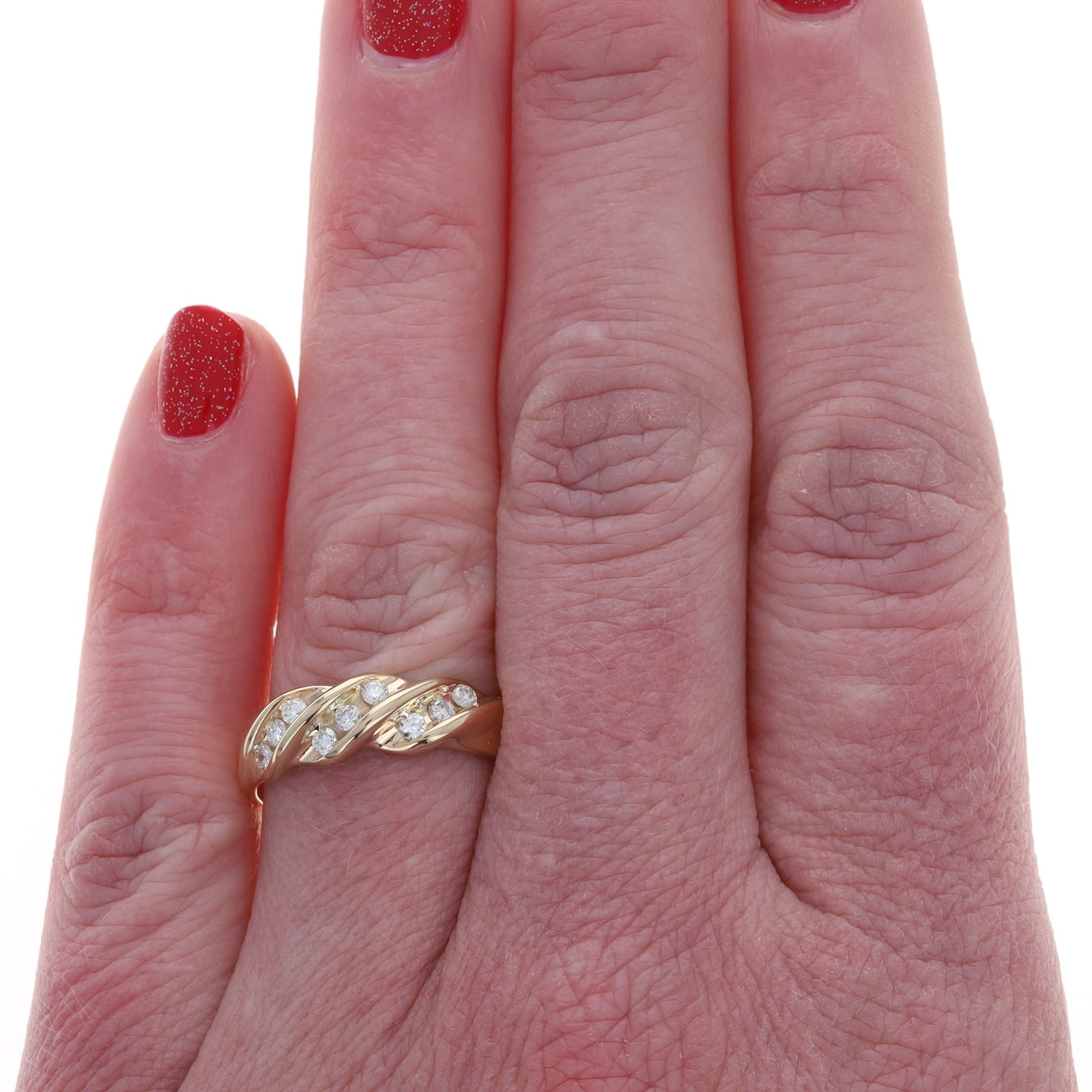 Yellow Gold Diamond Band – 14k Round Brilliant .25ctw Wedding Ring