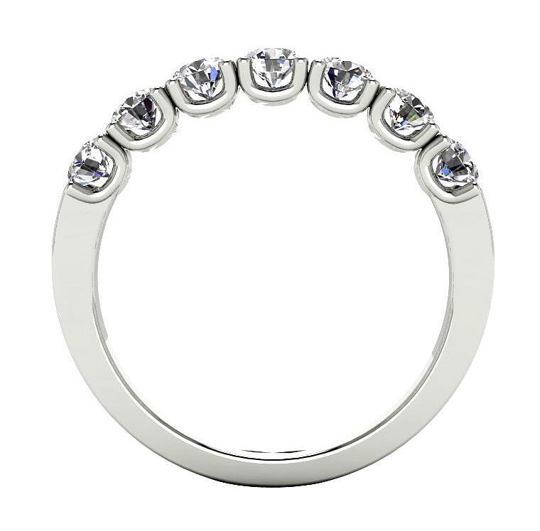 7 Stone Wedding Ring Band VS F 1.00 Ct Lab Grown Diamond 14K Yellow Gold 3.60MM