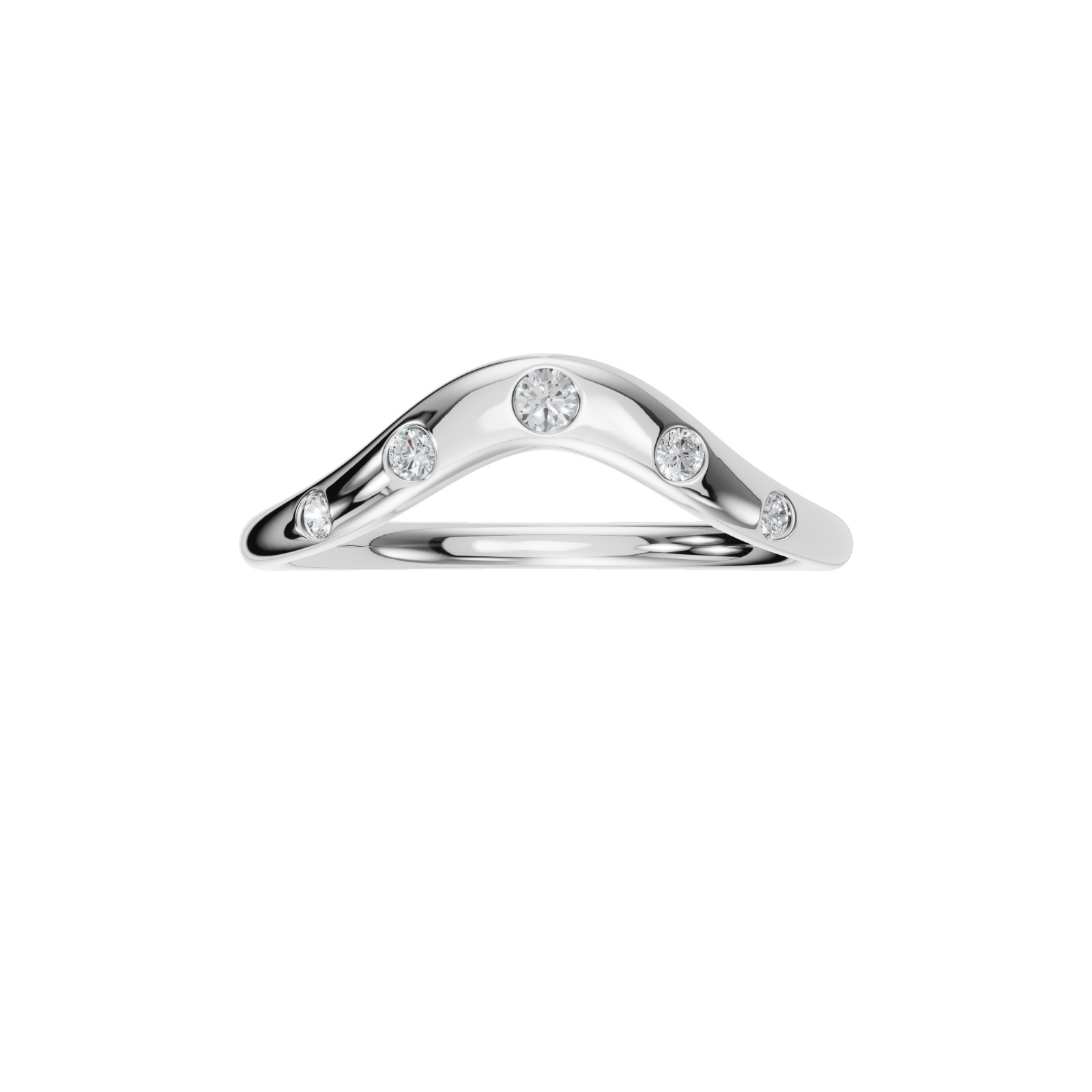 Lab Grown Diamond Wave Ring 14K Yellow Gold Curved Stackable Wedding Band
