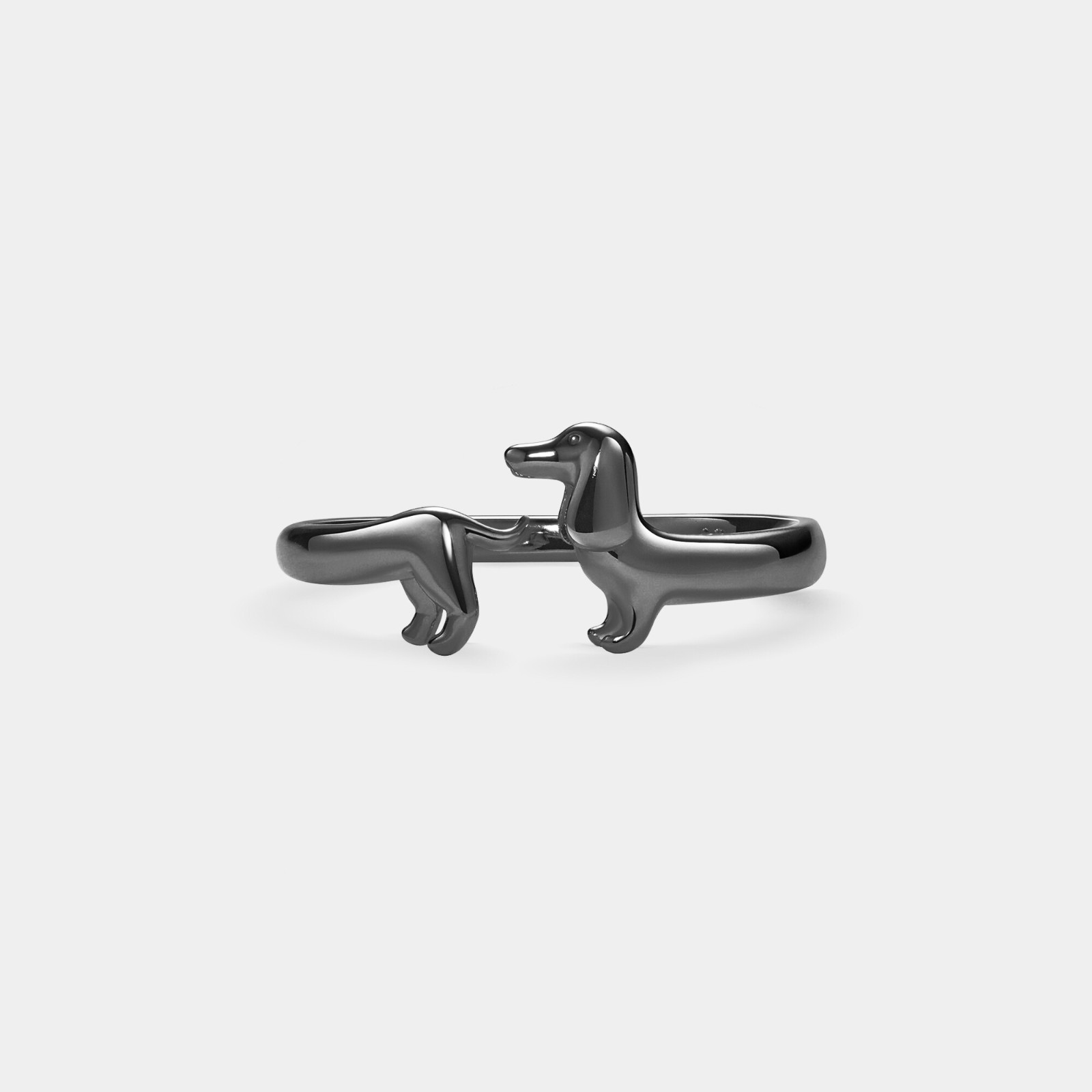 Dachshund Dog Stacking Band Ring in 925 Sterling Silver
