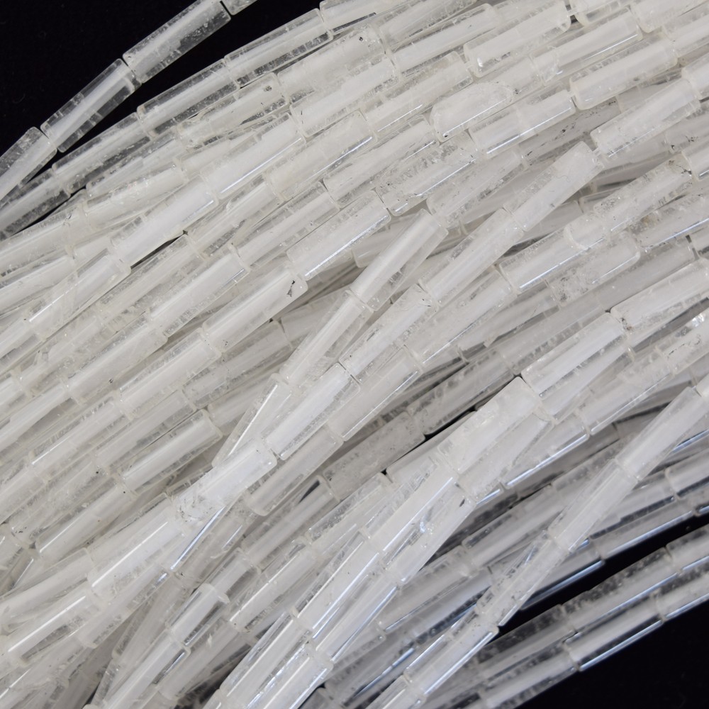 13mm natural clear crystal quartz tube beads 15.5″ strand 4x13mm