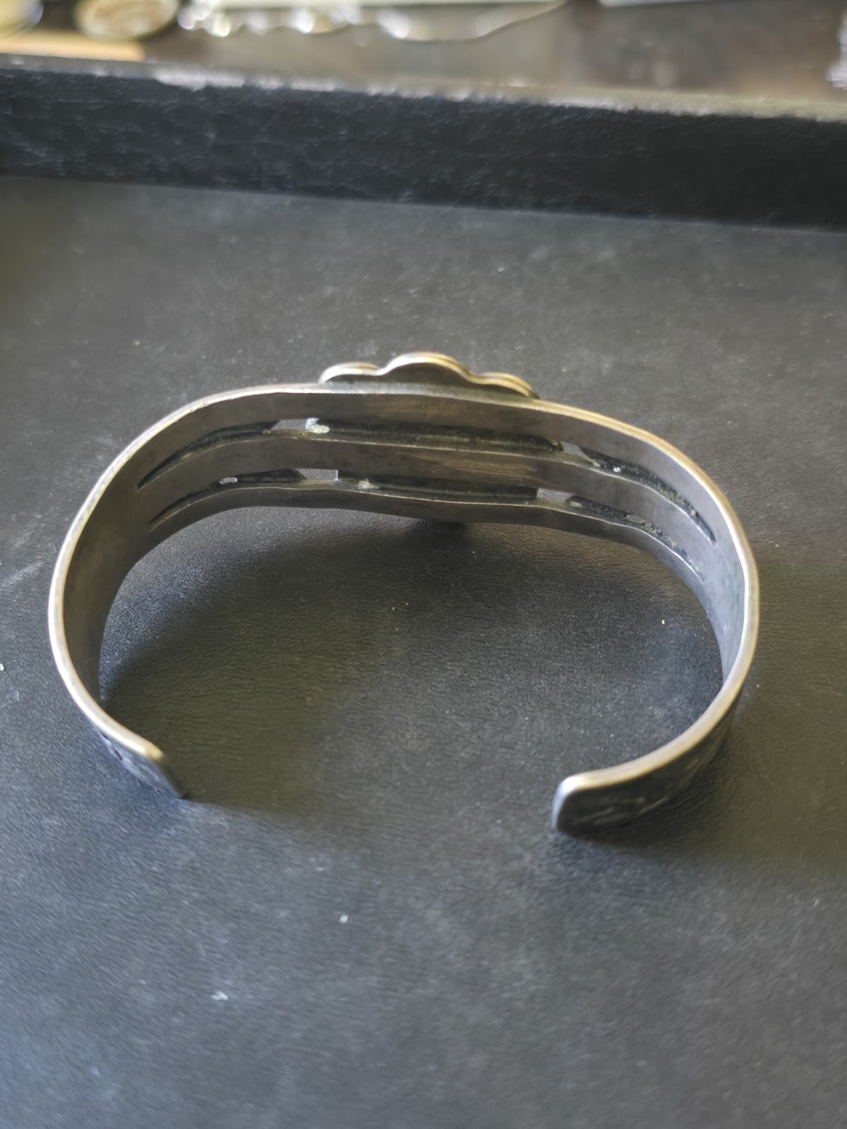 Early 1930’s-1940’s Fred Harvey Era Bracelet with Large Stunning Green Turquoise