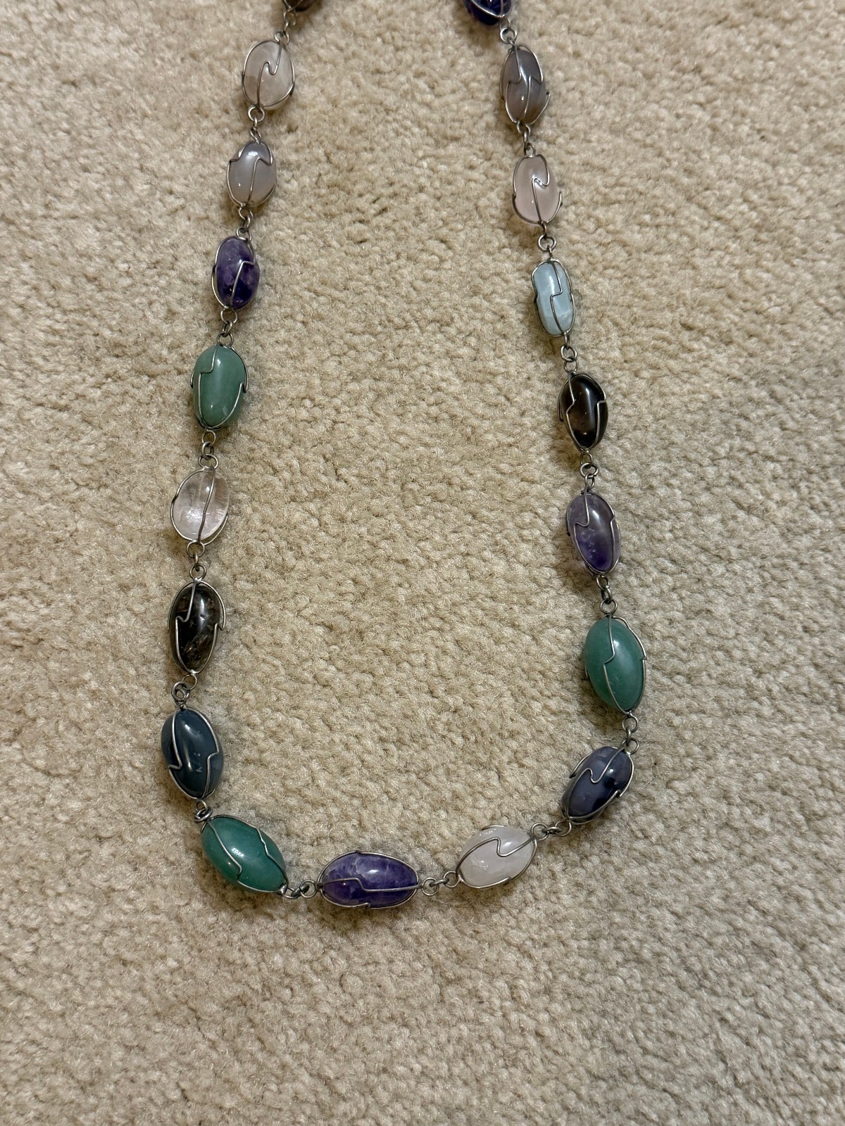 Lot of 3 Vintage Necklace Bracelet Wire Wrapped Caged Semi Precious Gemstones