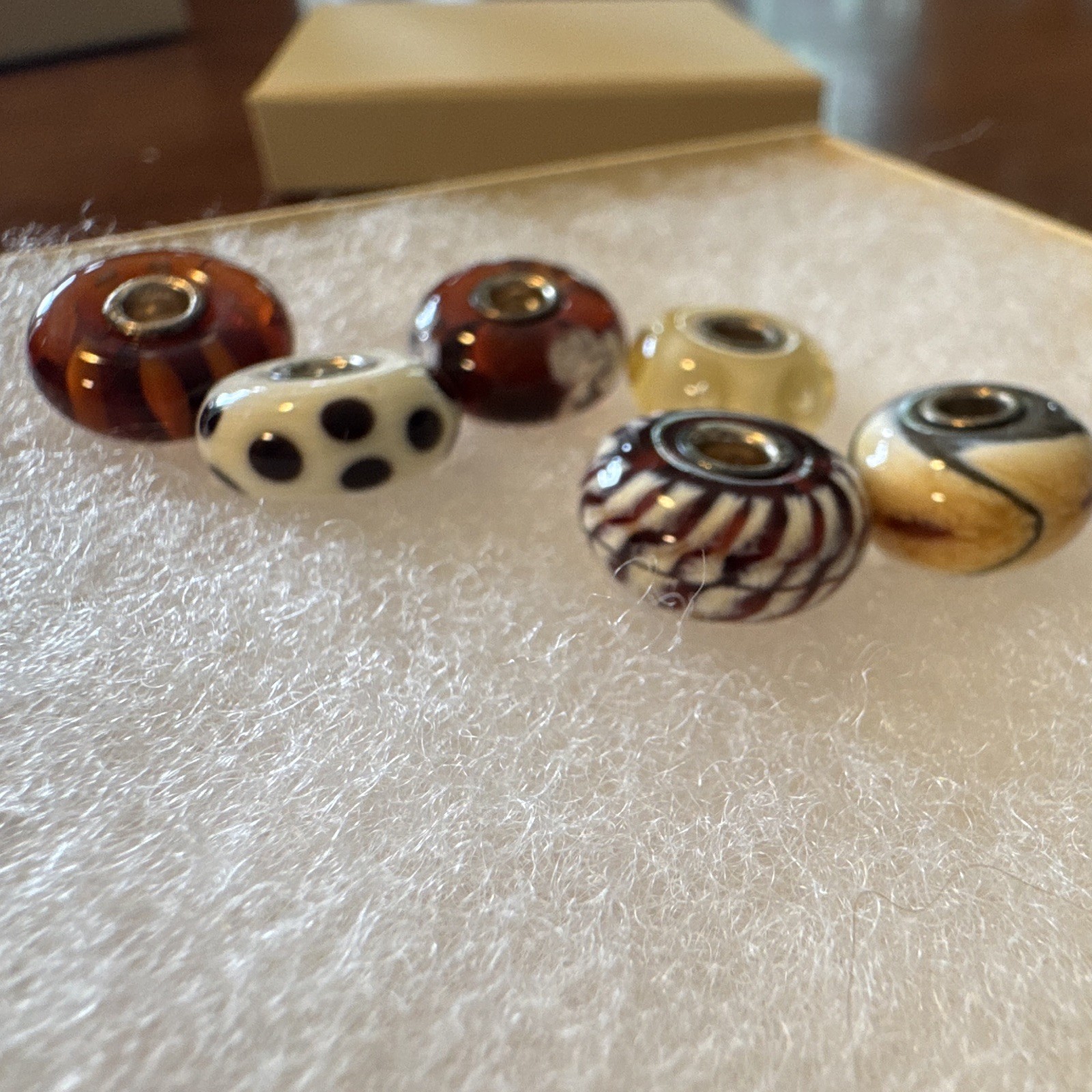 Authentic Trollbeads rare and retired Beige brown kit. 6 piece lot. Unused.