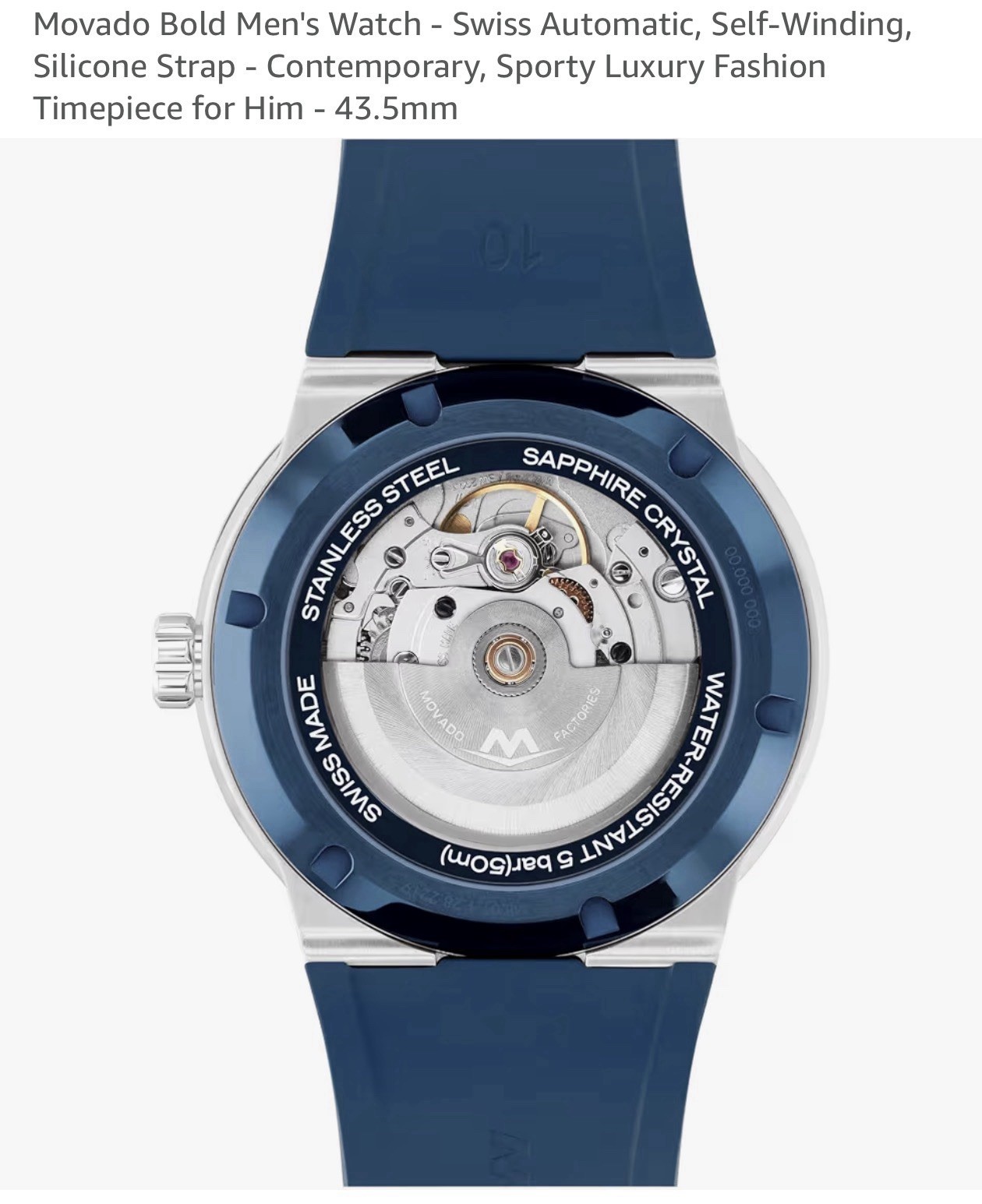 Movado Bold Men’s Watch – Swiss Automatic Self-Winding Silicone Strap Blue Dial