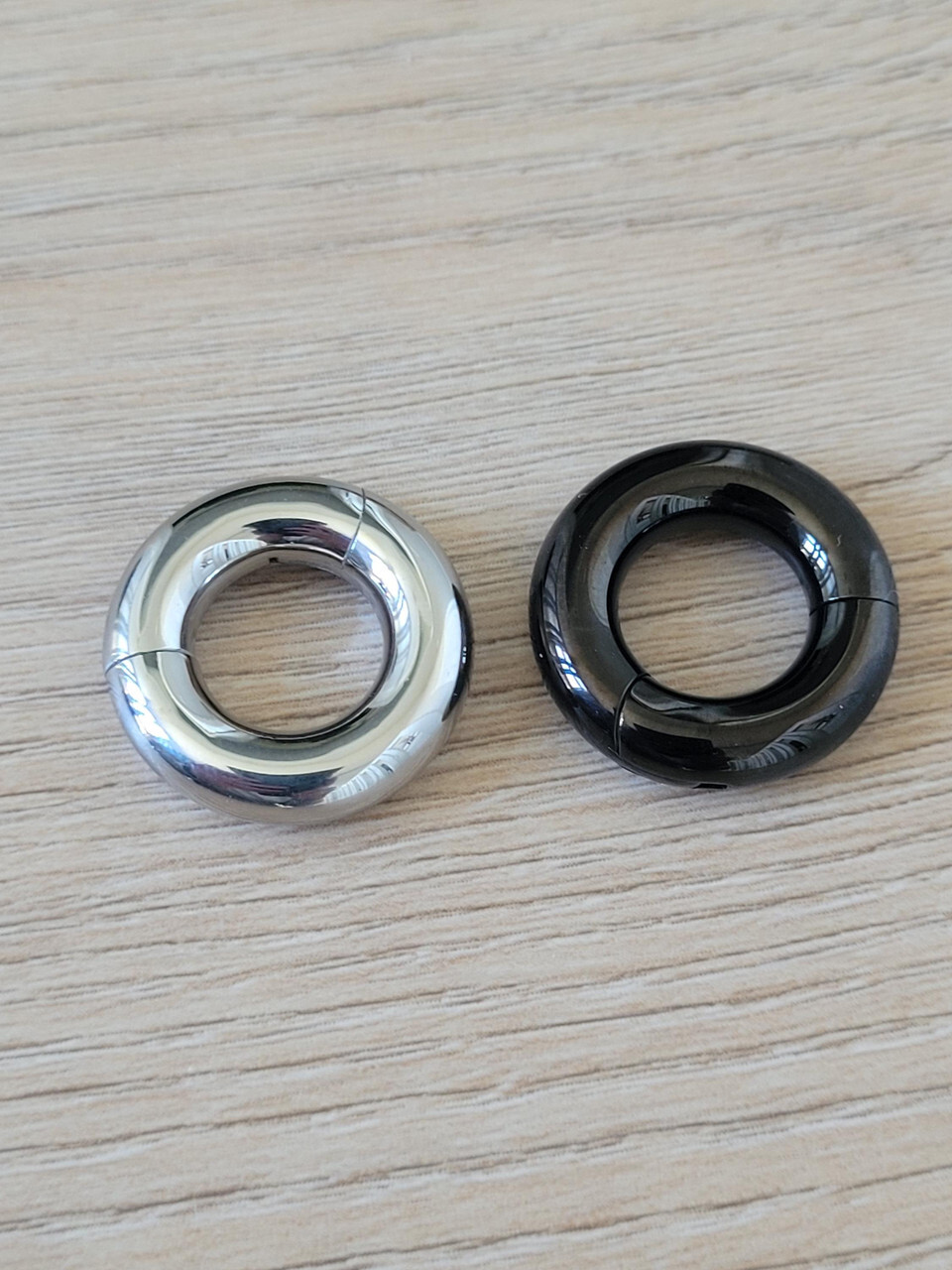 Silver Black Septum Clicker Rings Set Steel Big Gauges Stretched Nose Jewelry