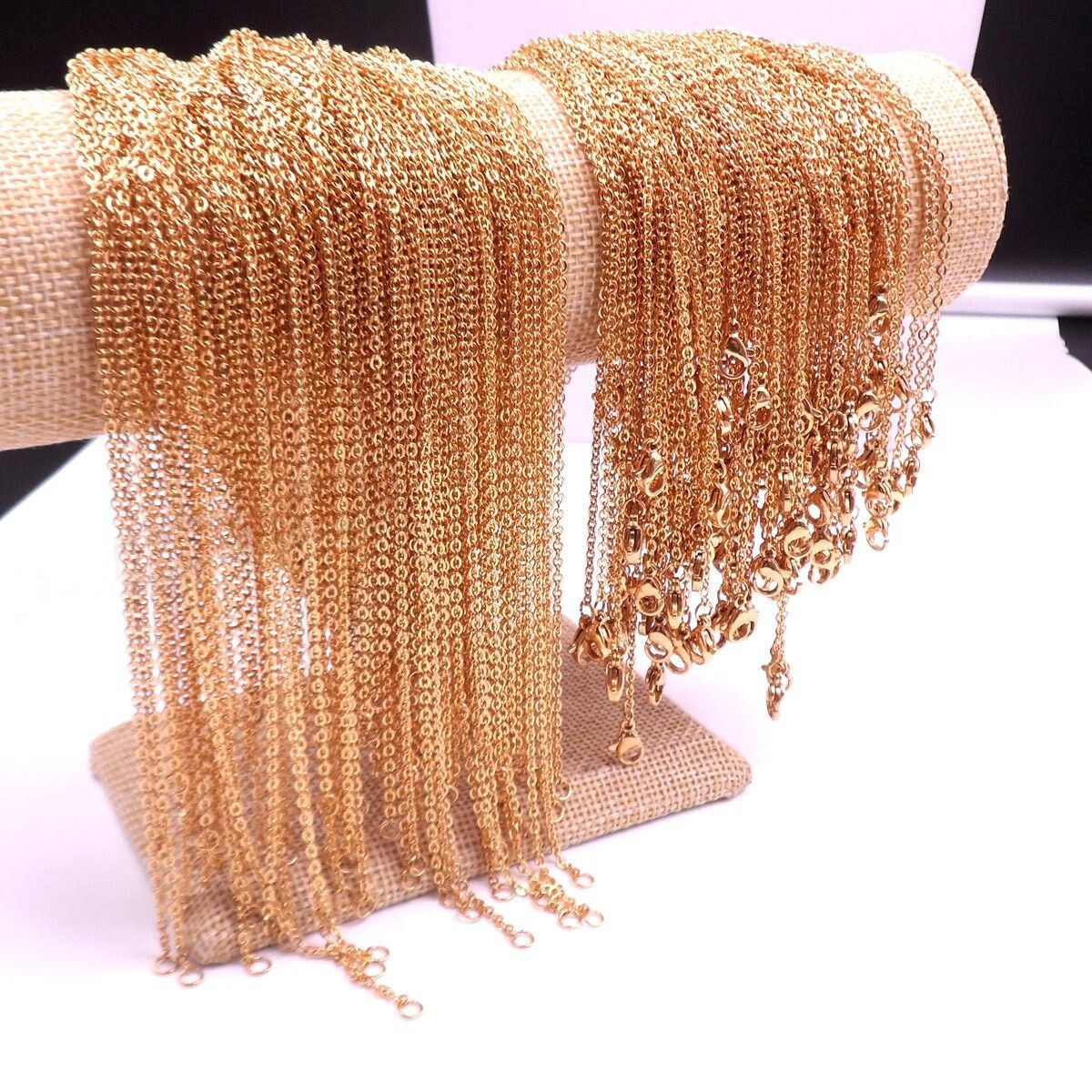 1.5-3.2mm Wholesale Men Women Stainless Steel Gold Cross Chain Necklace Jewelry