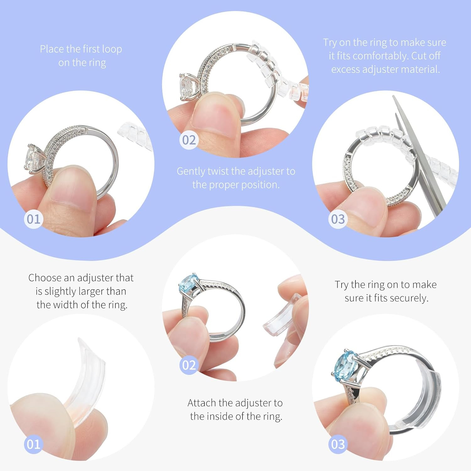 Ring Sizers for Loose Rings – 12 Pack Invisible Guards Adjuster for Men