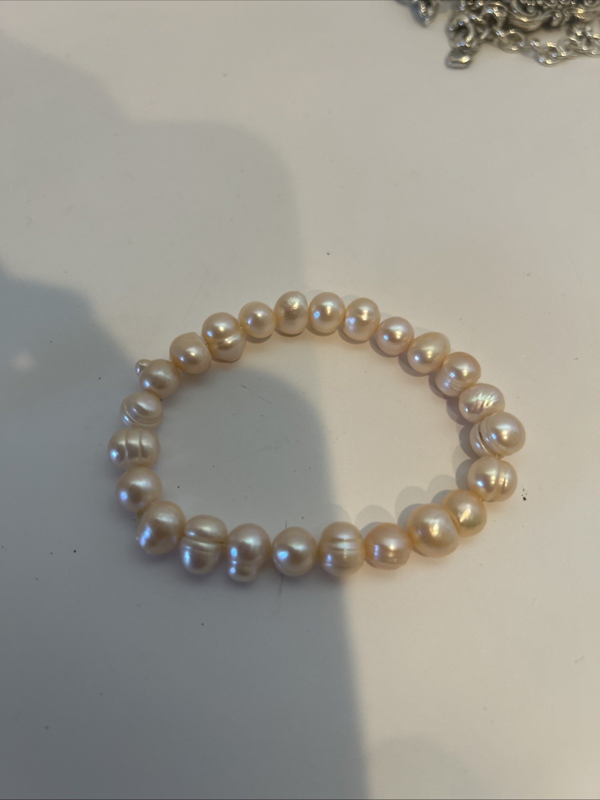 Pink Rice Shaped Freshwater Cultured Pearl Stretch Bracelet Free Earring