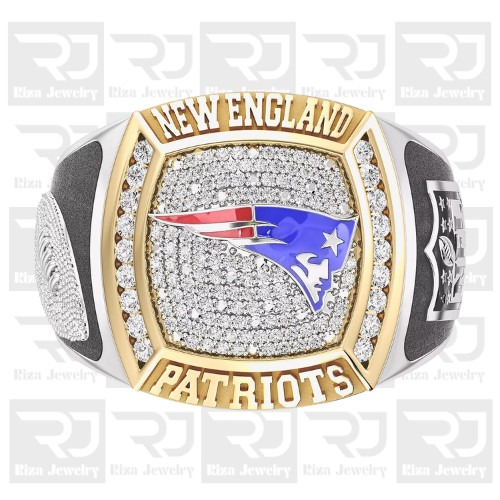 New England Patriots Men’s Moissanite Two Tone 925 Silver Fashion Ring