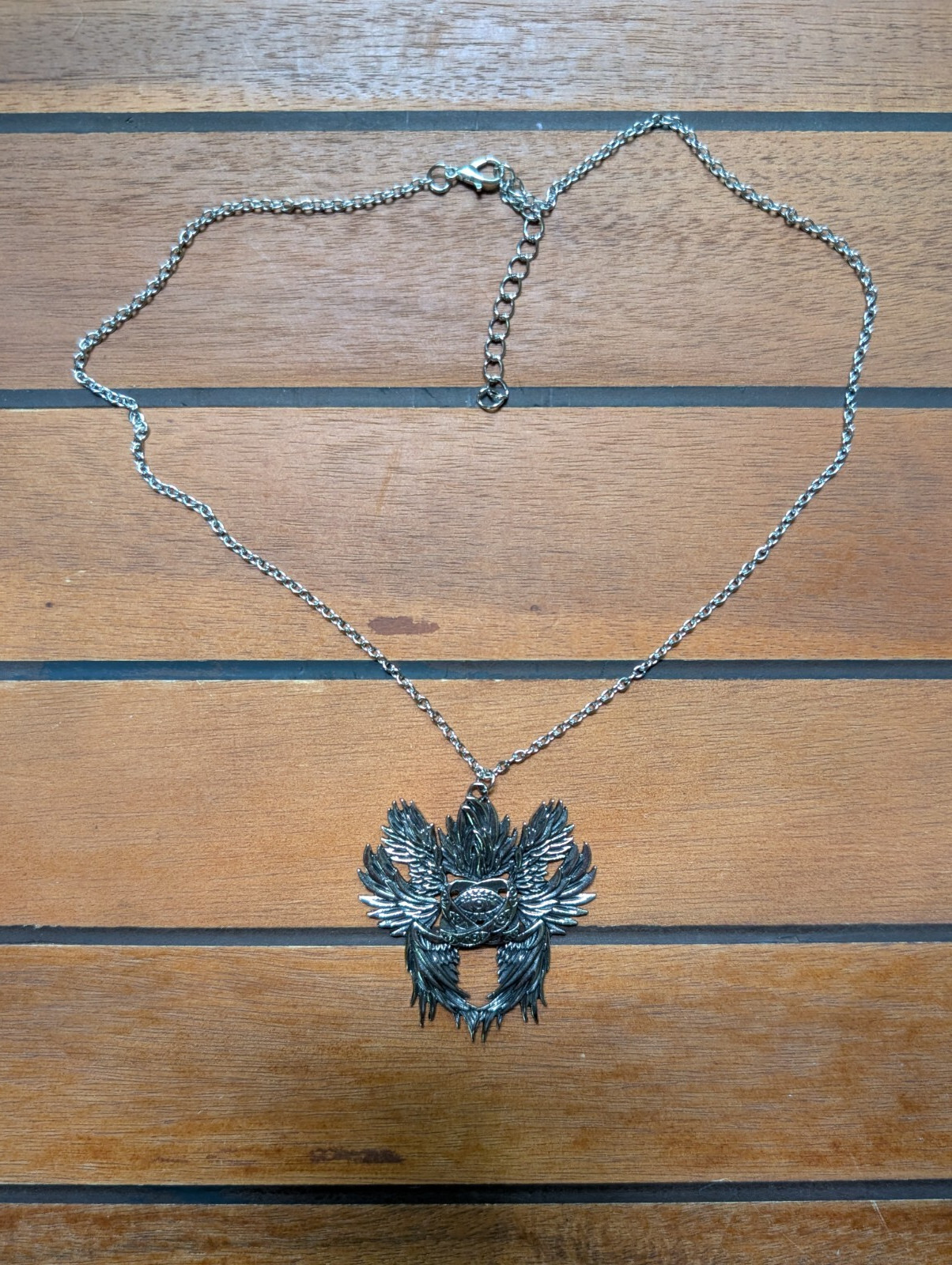 Trad’l Biblical Gothic Seraphim Angel Pendant and Adjustable Necklace 2″ 20″