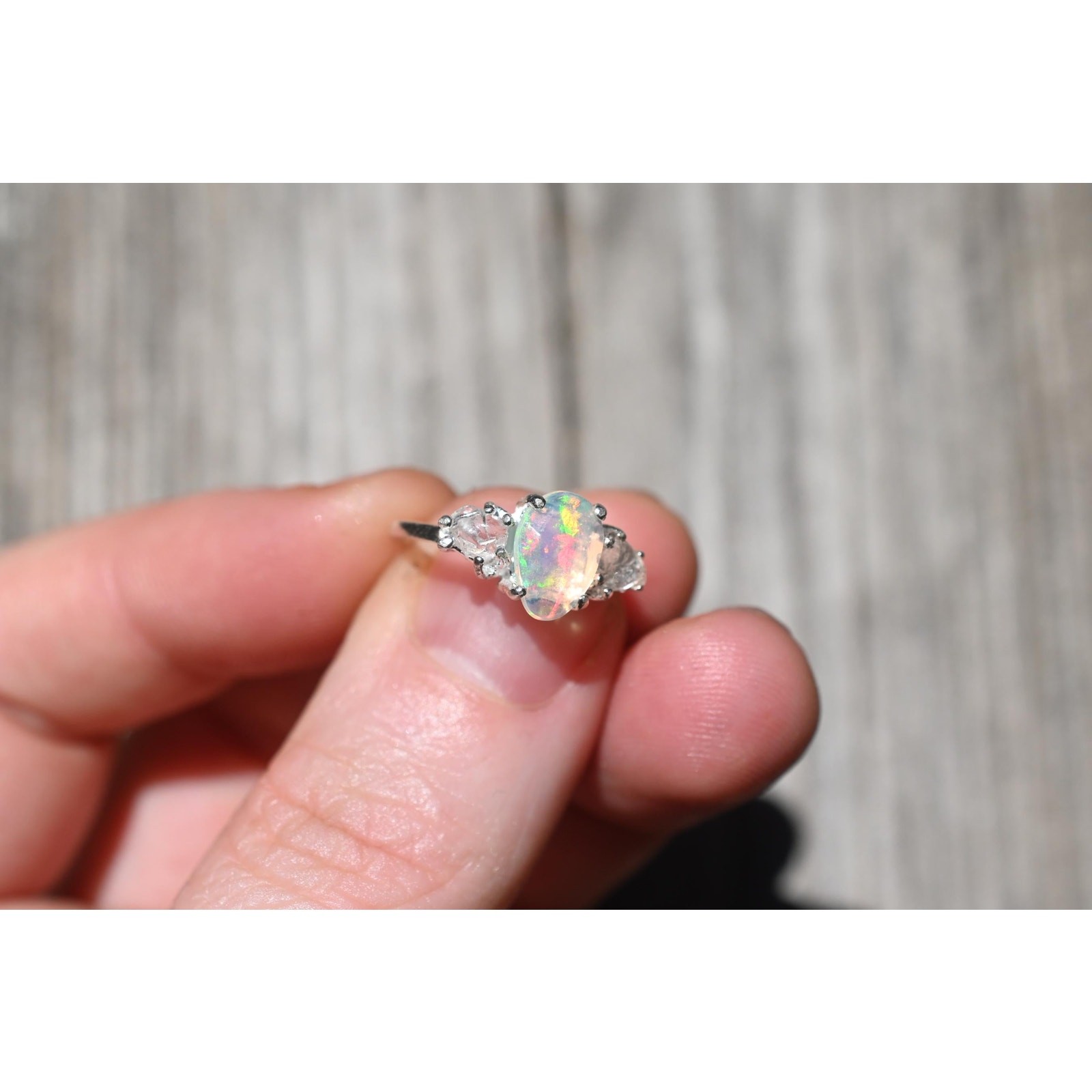 Opal and Lake County diamond ring, size 4 5 6 7 8 9 10 11 12