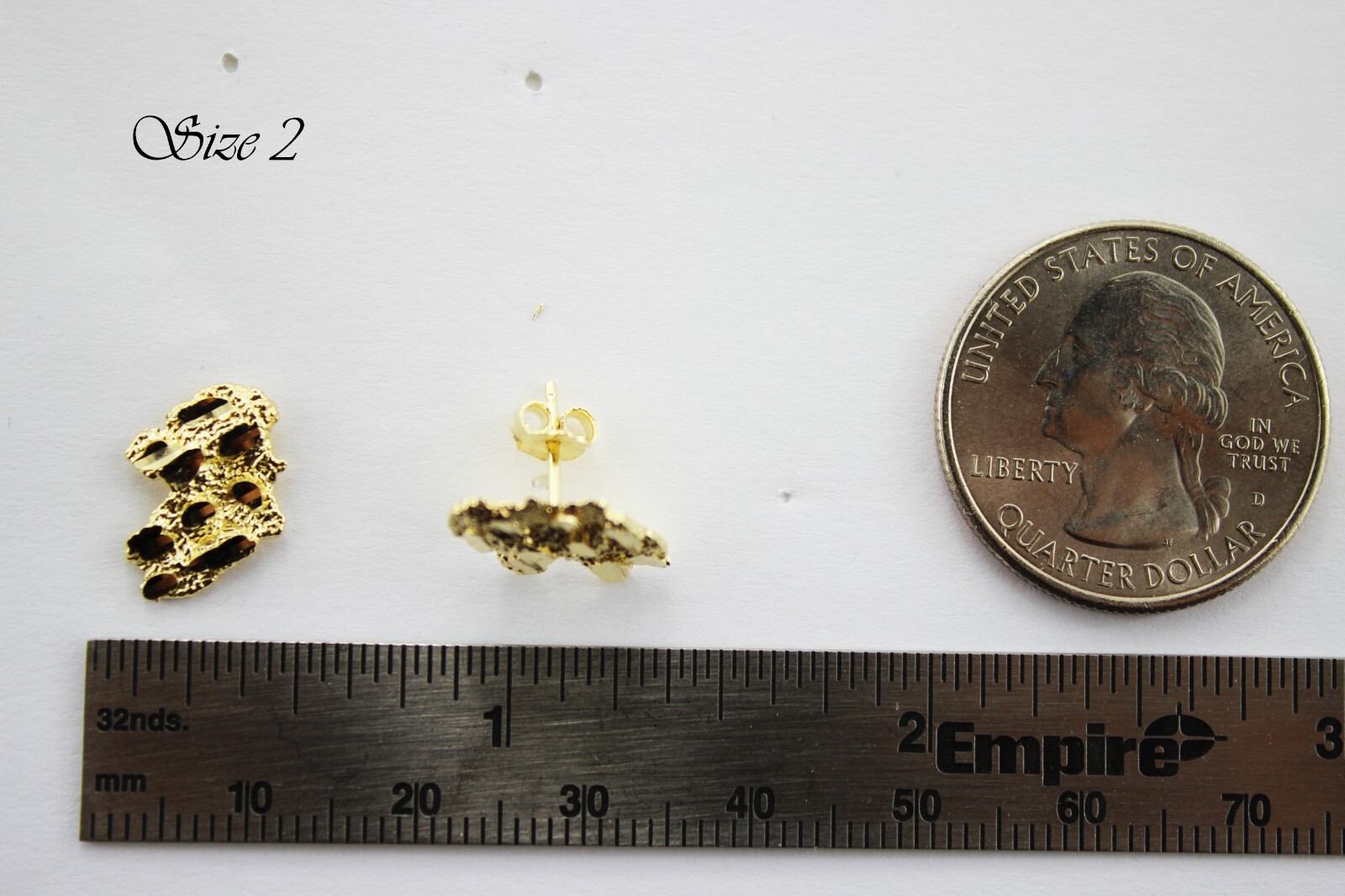 Authentic 10k Solid Yellow Gold Nugget Stud Earrings Men Women Unisex