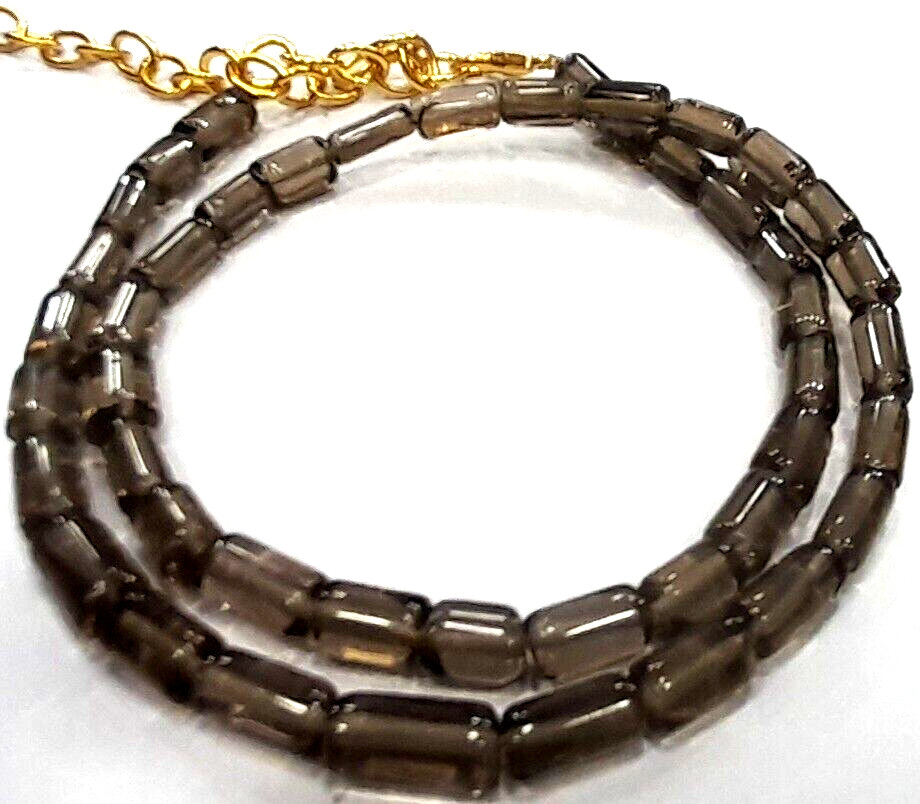 Smoky Quartz Tube Smooth 4X7 -5×8 MM Beads 20″inch 1 Necklace gemstone beads AG
