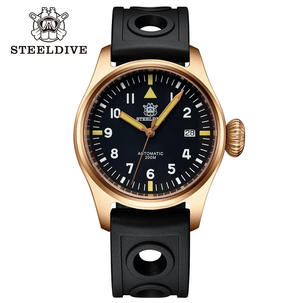 STEELDIVE SD1928S Mens Bronze 39mm 200M Automatic Dive Watch NH35 Sapphire Steel
