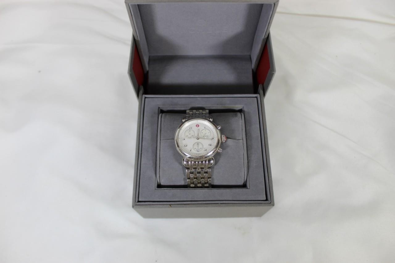 Michele CSX 39 Stainless Chronograph Women’s Watch MWW03D000003- Box&Extra Links