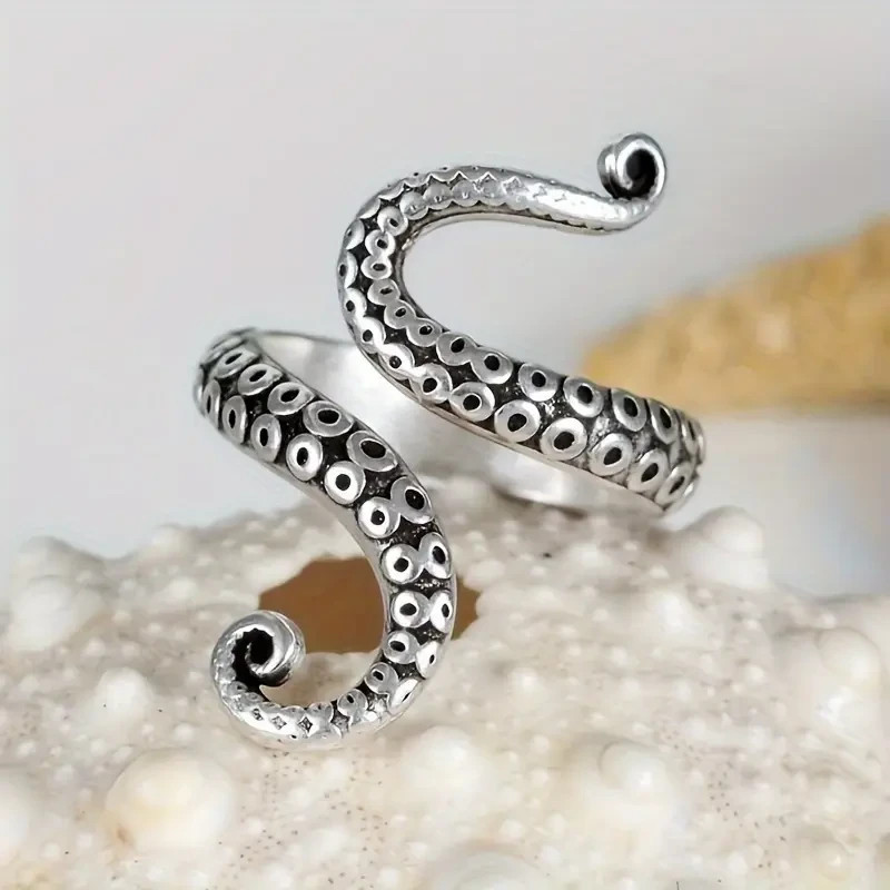 Elegant 925 Sterling Silver Fashion Charms Unique Octopus Ring One Size Fit All