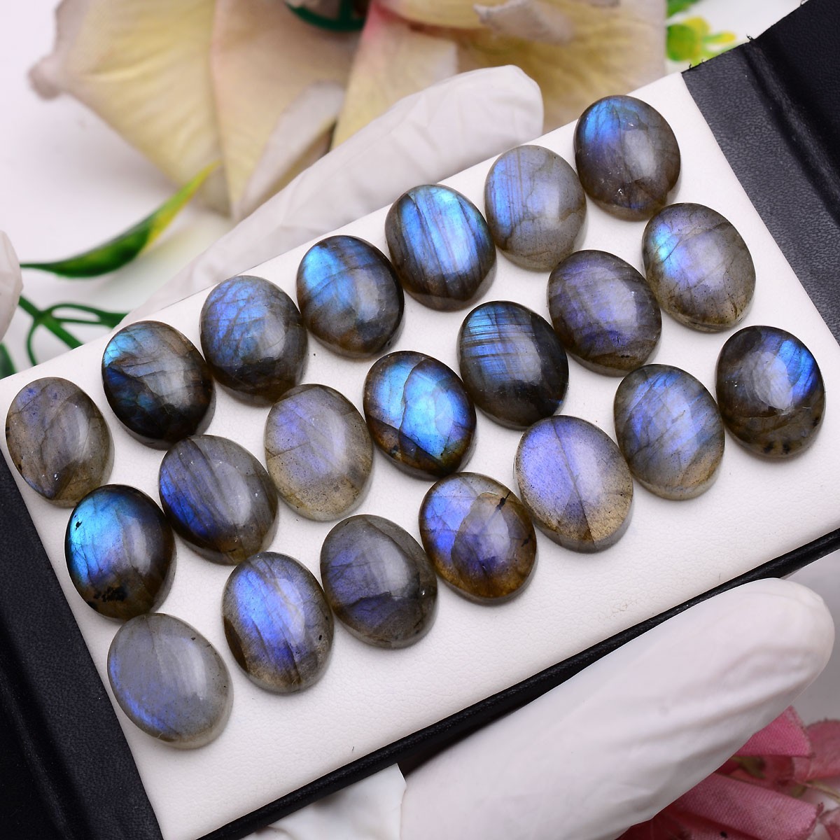 11 Pcs Natural Labradorite Blue Shine 16mmx12mm Oval Cabochon Loose Gemstone Lot