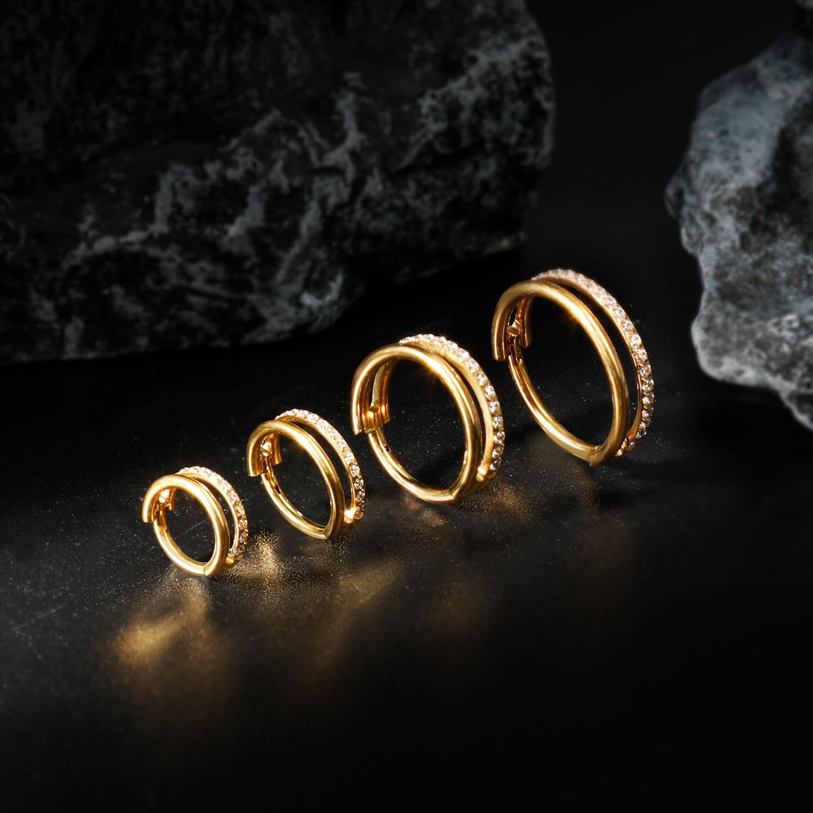ONESING Nose Rings Hoop for Women 18G Titanium Clicker 18G(1mm)-12mm, Gold