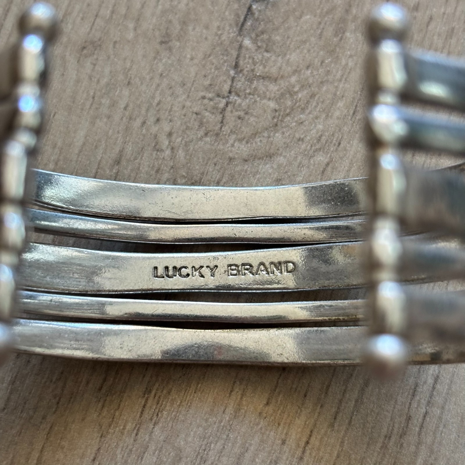 Lucky Brand Silver Toned Cuff Bracelet Women’s Slip-On Multi-Row