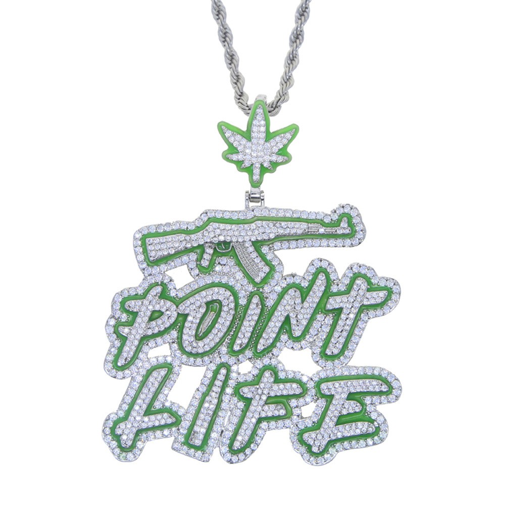 Hip Hop Point Life Pendant Luminous Enamel Necklace Gold Filled Rap Accessories